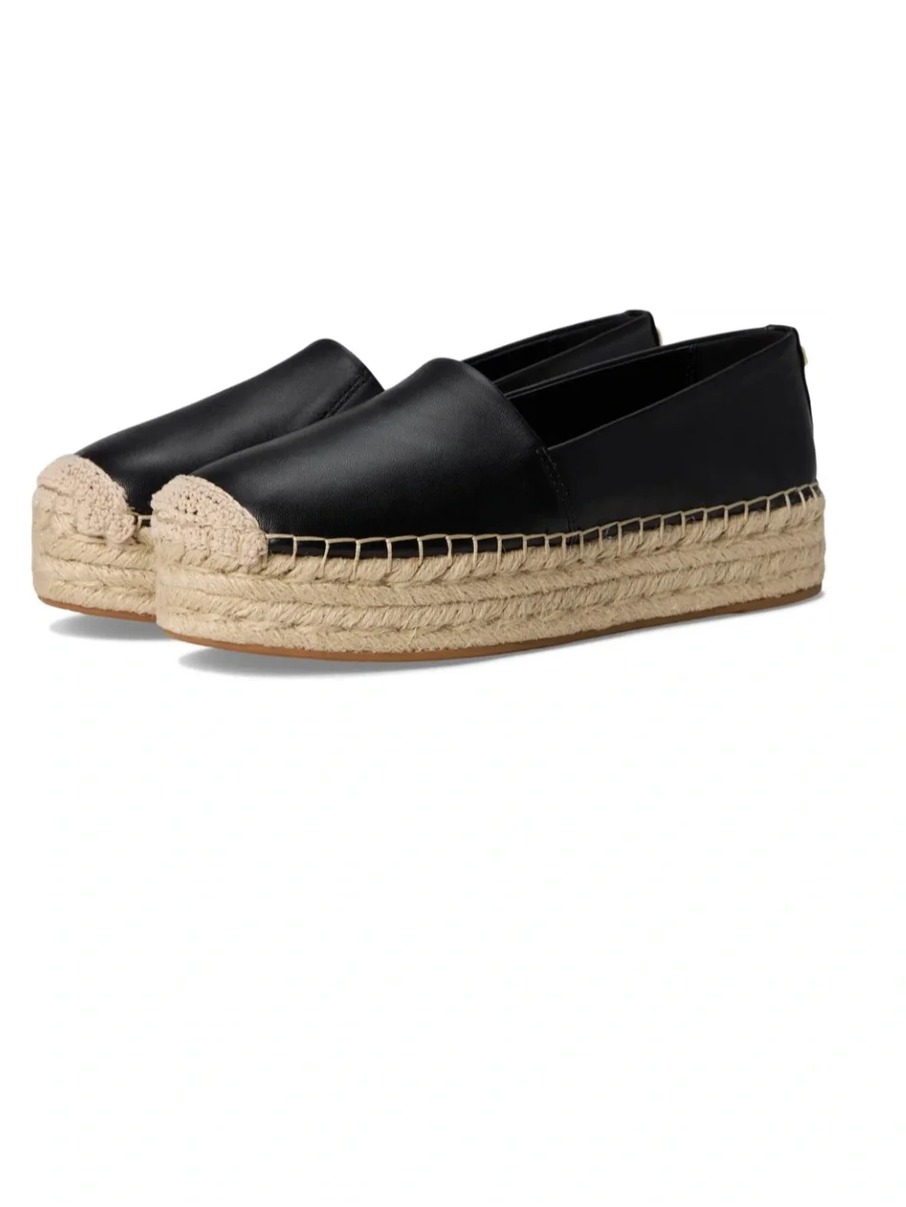 Michael Kors Black Leather Platform Lynn  Espadrille leather Size 8.5 new in box